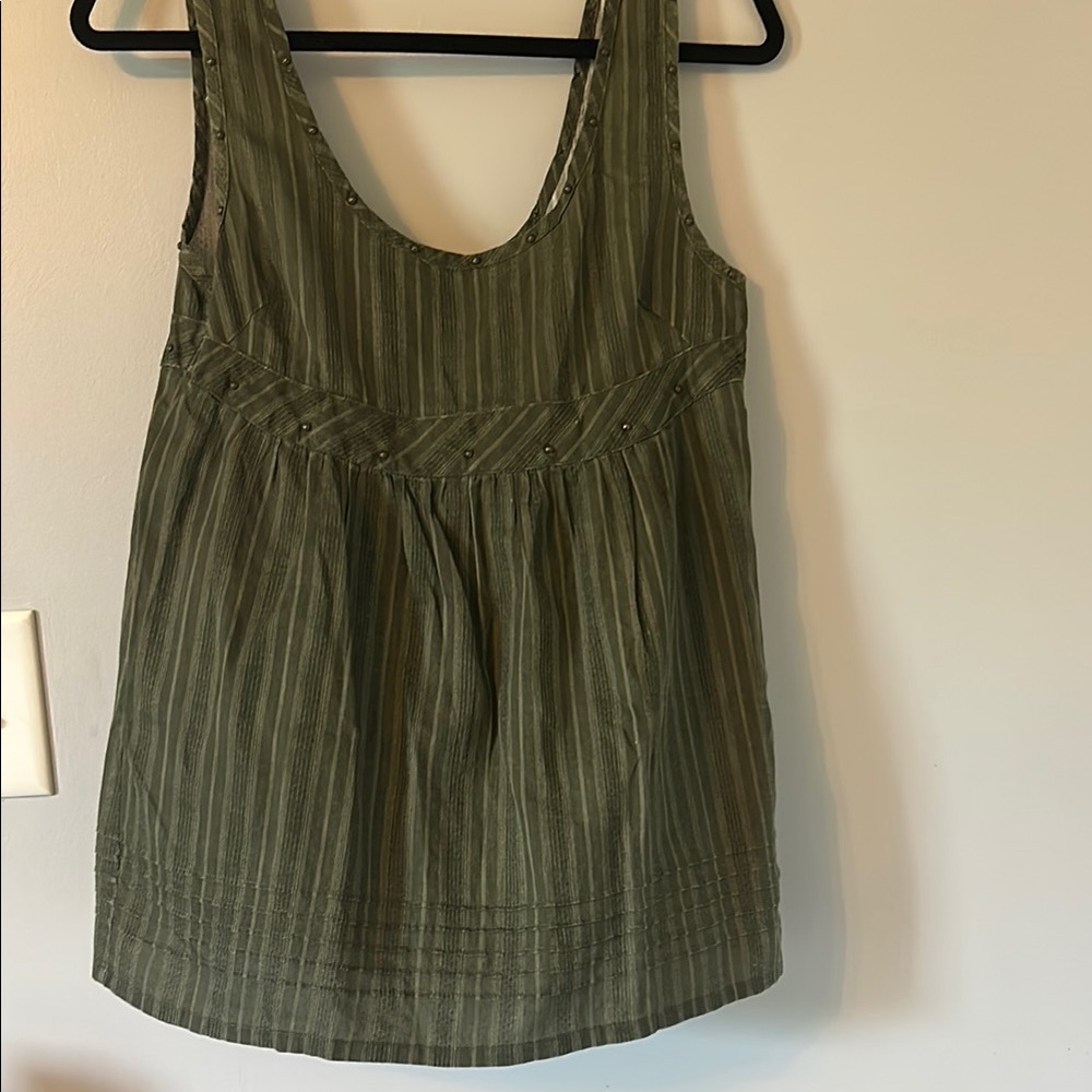 Green Striped Open Back Sleeveless Top